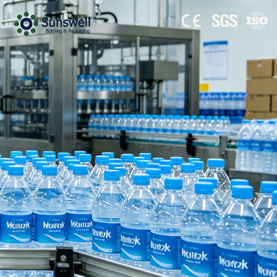 خط توليد كامل أوتوماتيكي 24000 BPH 500ml زجاجة بي تي ميترال ووتر
